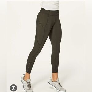 Lululemon Fast and Free 25", 6, dark olive, great condition-worn a few times